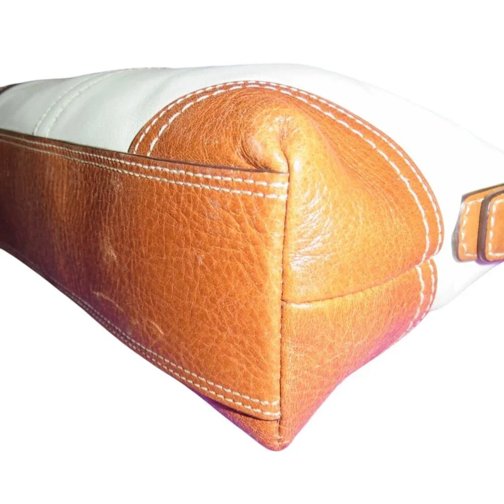 Coach 2007 Hamptons Cream & Tan Leather Demi Bag Baguette - Picture 10 of 13